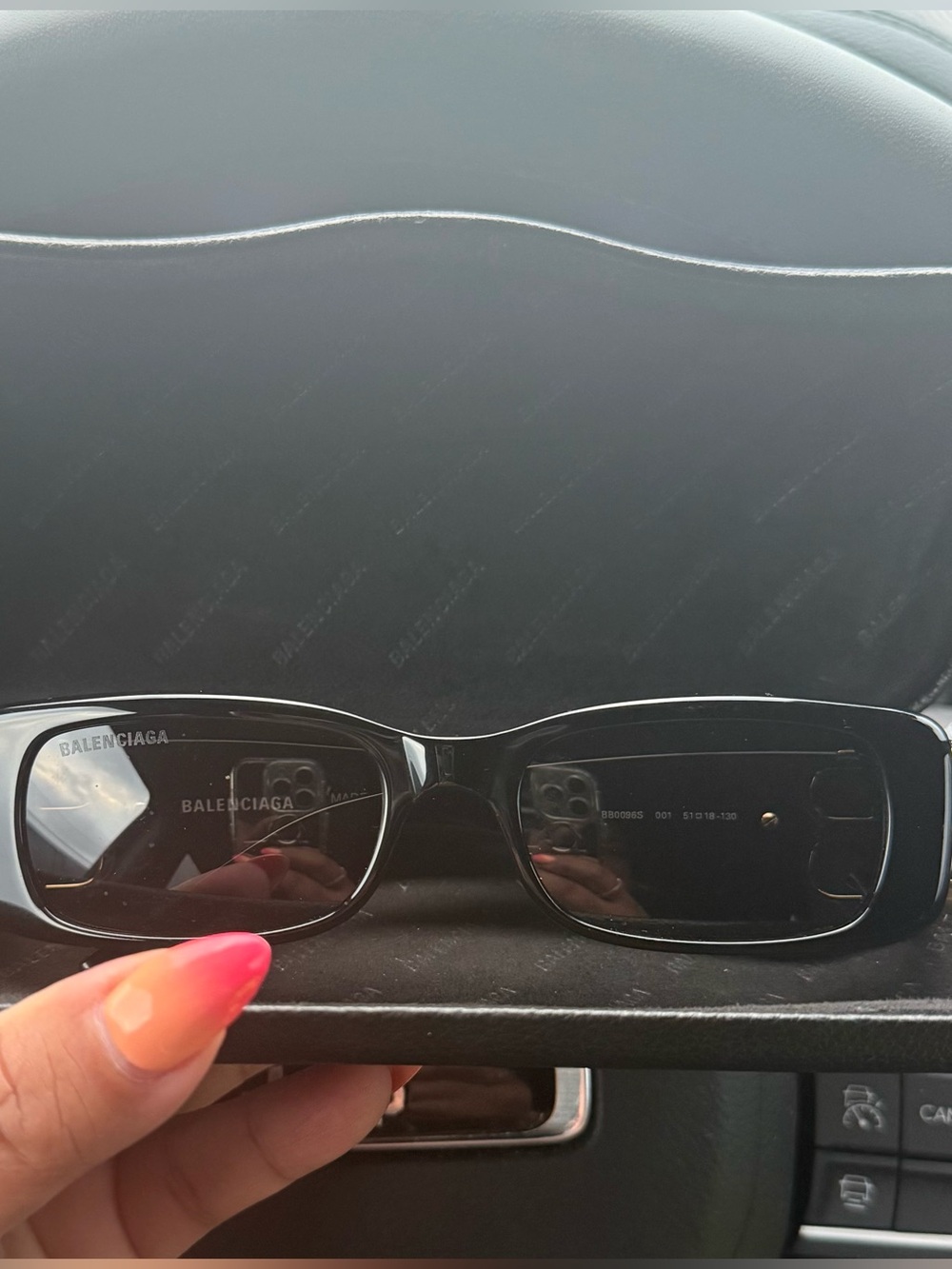 Balenciaga Black Rectangular Sunglasses with Subtle Logo